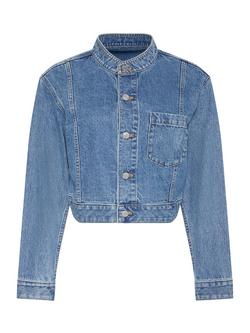 Calvin Klein Easy Cropped Denim Jacket, Blue - view 2, Blue