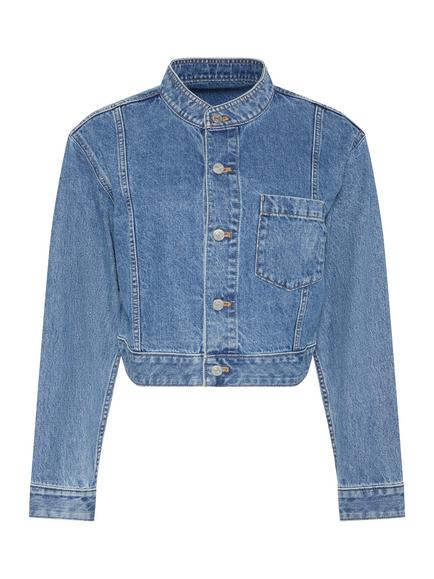 Calvin Klein Easy Cropped Denim Jacket, Blue - view 2, Blue