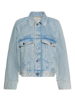 Calvin Klein Logo Tape Boxy Denim Jacket, Light Blue - view 2, Light Blue
