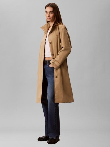 Calvin Klein Tech Long Trench Coat, Light Brown, Light Brown