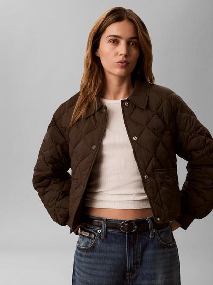Calvin Klein Padded Water Resistant Quilted Jacket, Dark Brown, Dark Brown