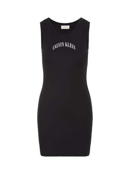 Calvin Klein Embroidered Logo Sleeveless Dress, Black - view 2, Black