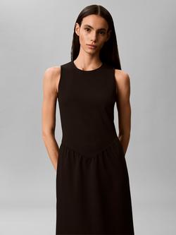 Calvin Klein Crew Neck Sleeveless Midi Dress, Black, Black