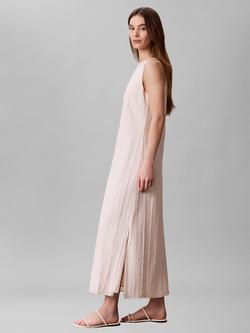 Calvin Klein Stripe Crinkle Sheer Maxi Dress, Natural Cream, Natural Cream