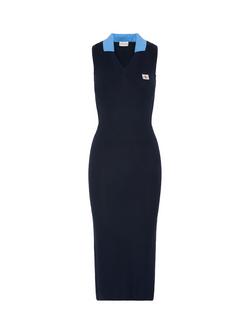 Calvin Klein Cotton Knit Sleeveless Polo Dress, Dark Blue - view 2, Dark Blue
