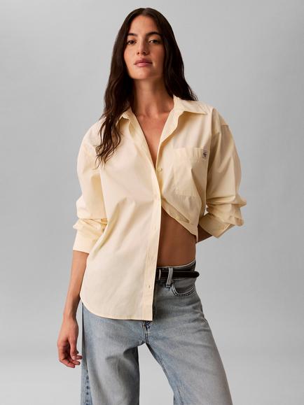 Calvin Klein Cotton Poplin Relaxed Shirt, Light Yellow, Light Yellow