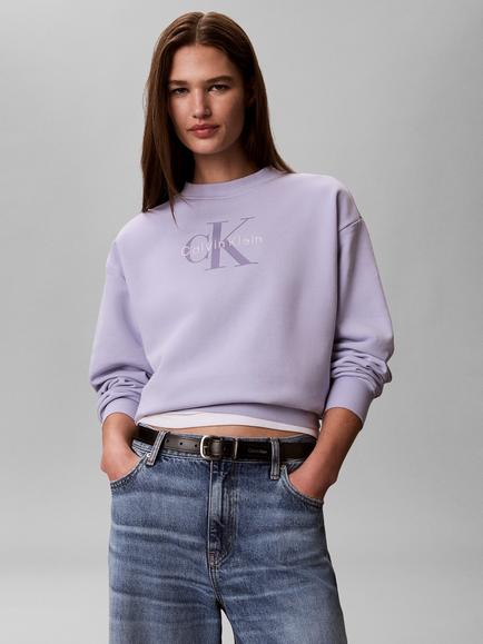 Calvin Klein French Terry Cotton Logo Jumper, Light Purple, Light Purple