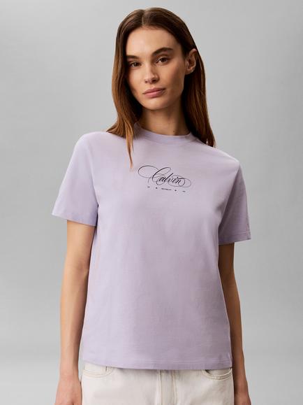 Calvin Klein Script Logo Classic T-Shirt, Purple, Purple