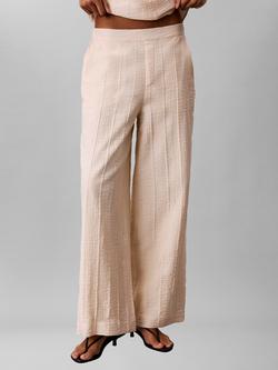 Calvin Klein Sheer Stripe Trousers, Cream, Cream
