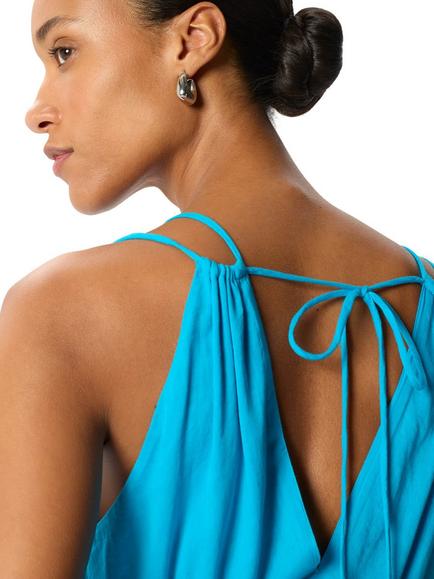 Whistles Petite Cotton Tiered V-Neck Maxi Dress, Turquoise - view 2, Turquoise