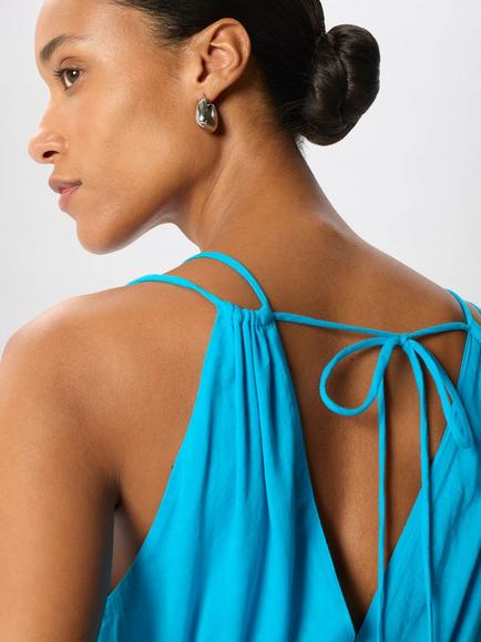 Whistles Cotton Tiered V-Neck Maxi Dress, Turquoise - view 2, Turquoise