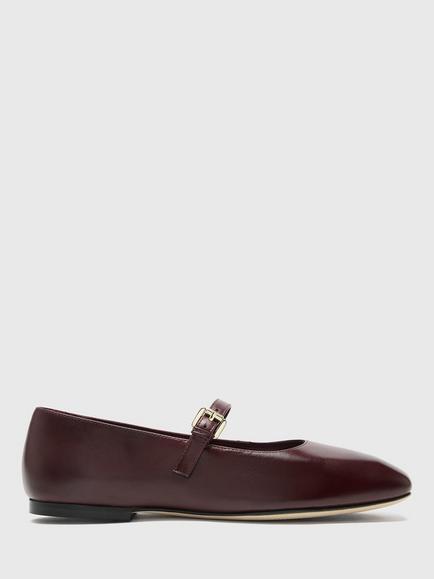 Whistles Leather Mary Jane Ballerina Pumps, Burgundy, Burgundy