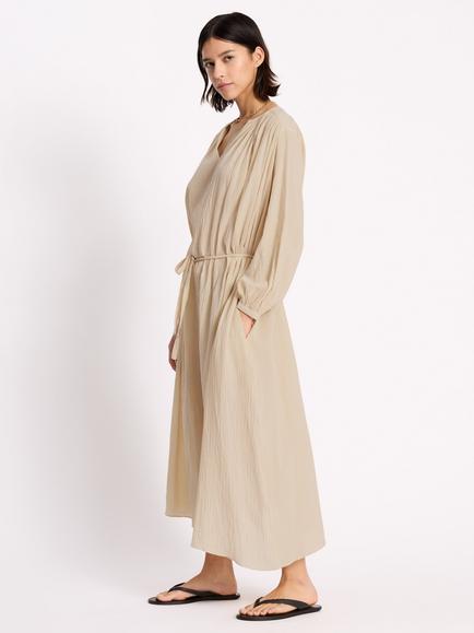 Albaray Anna Unwin Crinkle Cotton Maxi Kaftan, Cream, Cream