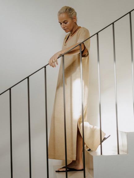 Albaray Anna Unwin Maxi Kaftan, Ochre - view 2, Ochre