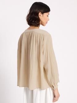 Albaray Anna Unwin Crinkle Cotton Kaftan Top, Cream - view 2, Cream