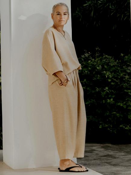Albaray Anna Unwin Barrel Leg Trousers, Ochre - view 2, Ochre