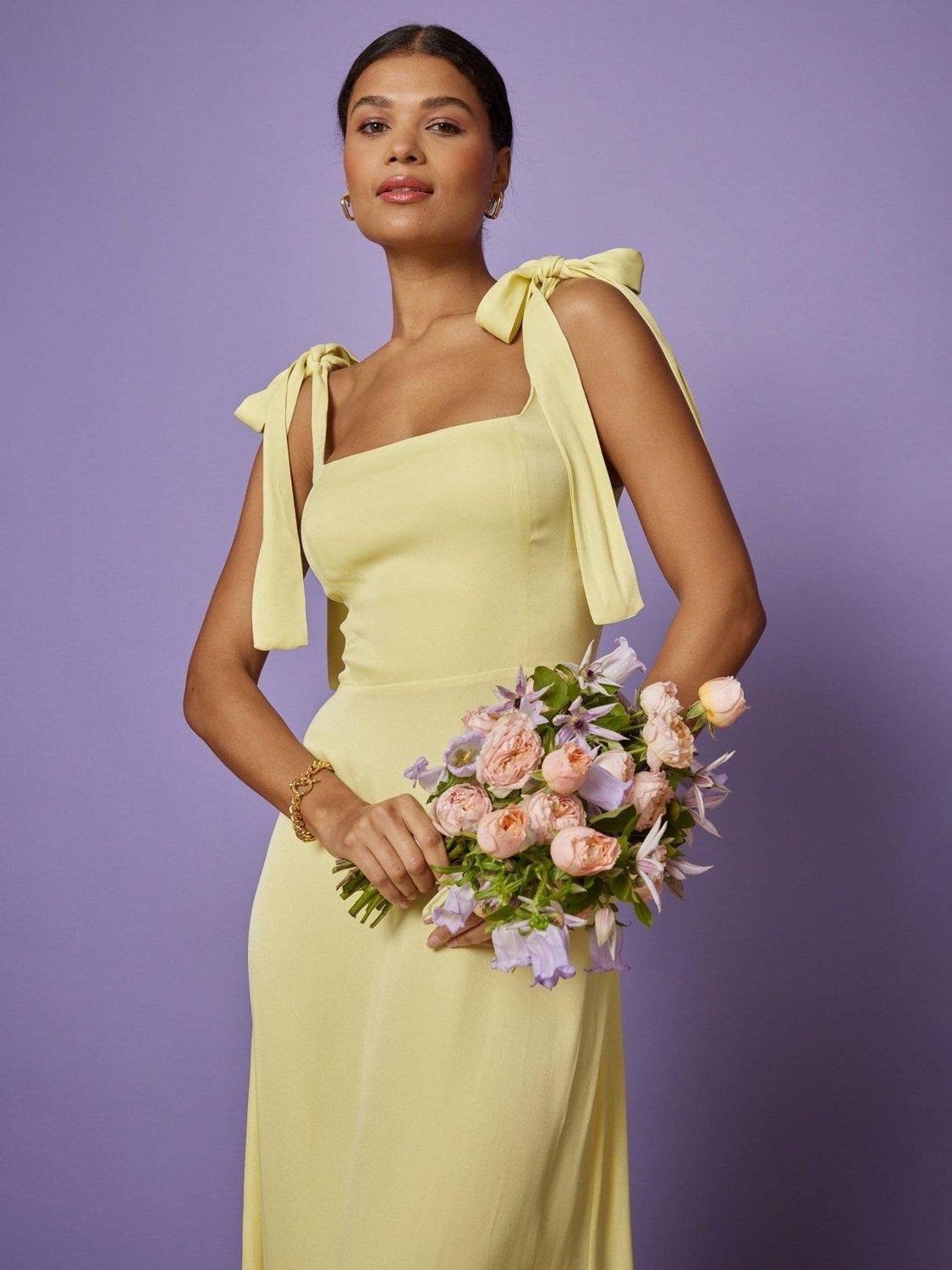 allegra satin tie shoulder dress Allegra Duck Egg Bridesmaid Dress