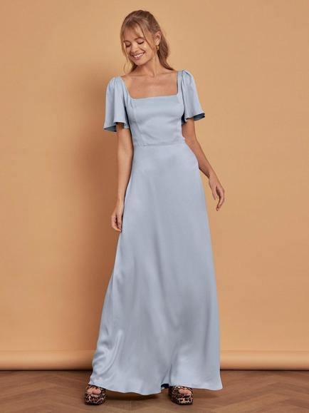 Maids to Measure Clemmie Flutter Sleeve Bridesmaid Dress, Blue