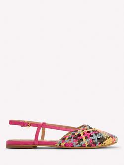 Boden Woven Leather Slingback Flats, Multi, Multi