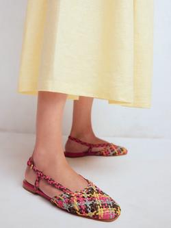 Boden Woven Leather Slingback Flats, Multi - view 2, Multi