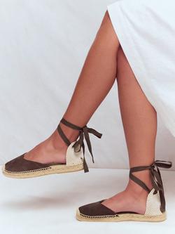 Boden Cassie Suede Flat Espadrille Sandals, Bitter Chocolate - view 2, Bitter Chocolate