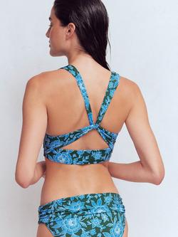 Boden Mykonos Deep V Bikini Top, Green/Multi - view 2, Green/Multi