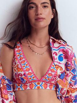 Boden Porto Bikini Top, Pink/Multi - view 2, Pink/Multi