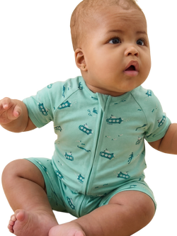MORI Baby Submarine Sleep Summer Sleepsuit, Green - view 2, Green