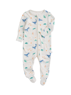 MORI Baby Ocean Dreams Clever Zip Sleepsuit, Cream/Multi, Cream/Multi