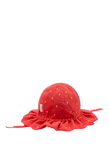 MORI Baby Cotton Strawberry Floppy Hat, Red, Red