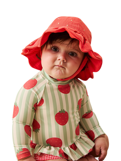MORI Baby Cotton Strawberry Floppy Hat, Red - view 2, Red