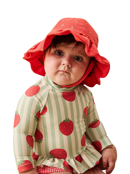MORI Baby Cotton Strawberry Floppy Hat, Red - view 2, Red