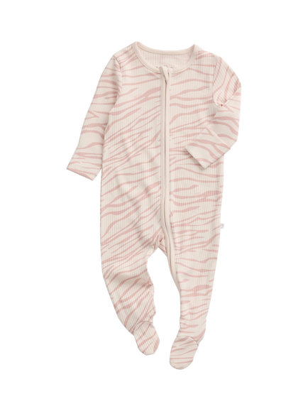 MORI Baby Zebra Sands Sleepsuit, Rose, Rose