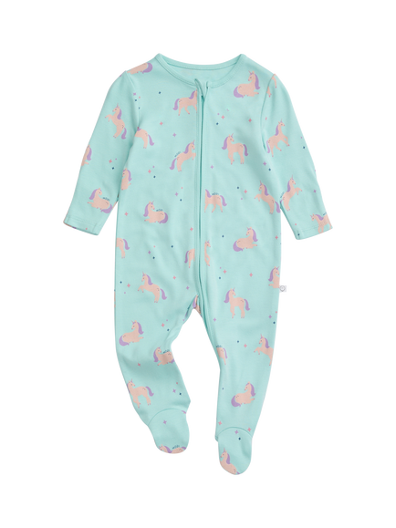 MORI Baby Unicorn Dreams Clever Zip Sleepsuit, Blue/Multi, Blue/Multi
