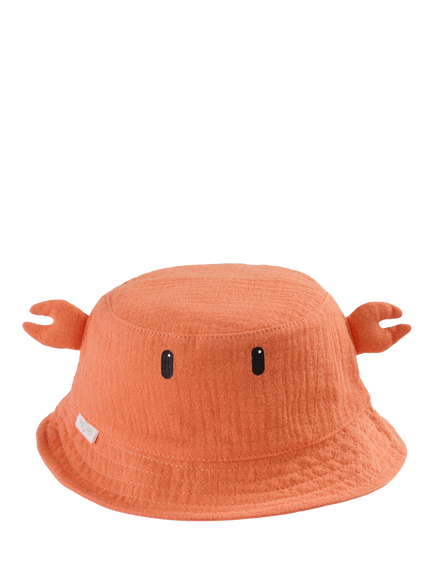 MORI Baby Cotton Crab Bucket Hat, Coral, Coral