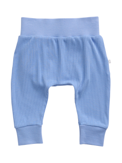 MORI Baby Ribbed Monkey Applique Trousers, Blue/Brown - view 2, Blue/Brown