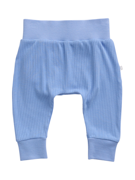 MORI Baby Ribbed Monkey Applique Trousers, Blue/Brown - view 2, Blue/Brown