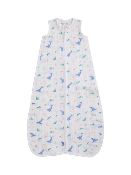 MORI Baby Muslin Front Opening Sleeping Bag, 0.5 Tog, White/Multi, White/Multi