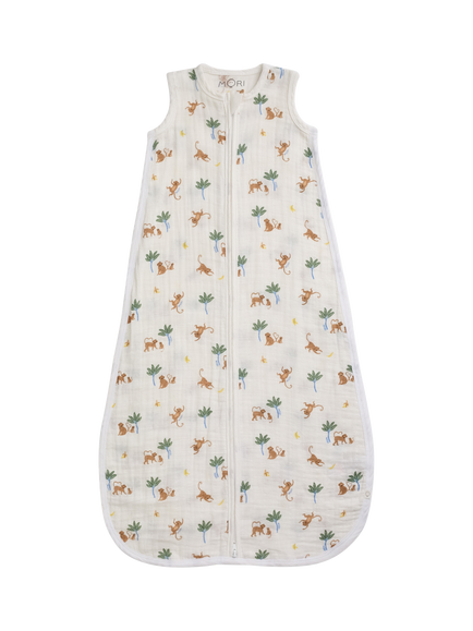 MORI Baby Muslin Front Opening Sleeping Bag, 0.5 Tog, Cream/Multi, Cream/Multi