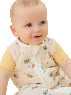 MORI Baby Muslin Front Opening Sleeping Bag, 0.5 Tog, Cream/Multi - view 2, Cream/Multi