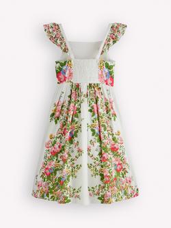 Mini Boden Kids' Annalisa Flutter Sleeve Floral Dress, Soft Ivory - view 2, Soft Ivory