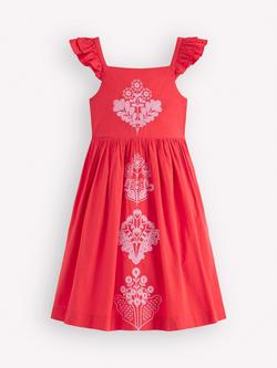 Mini Boden Kids' Annalisa Flutter Sleeve Sun Dress, Spicy Red, Spicy Red