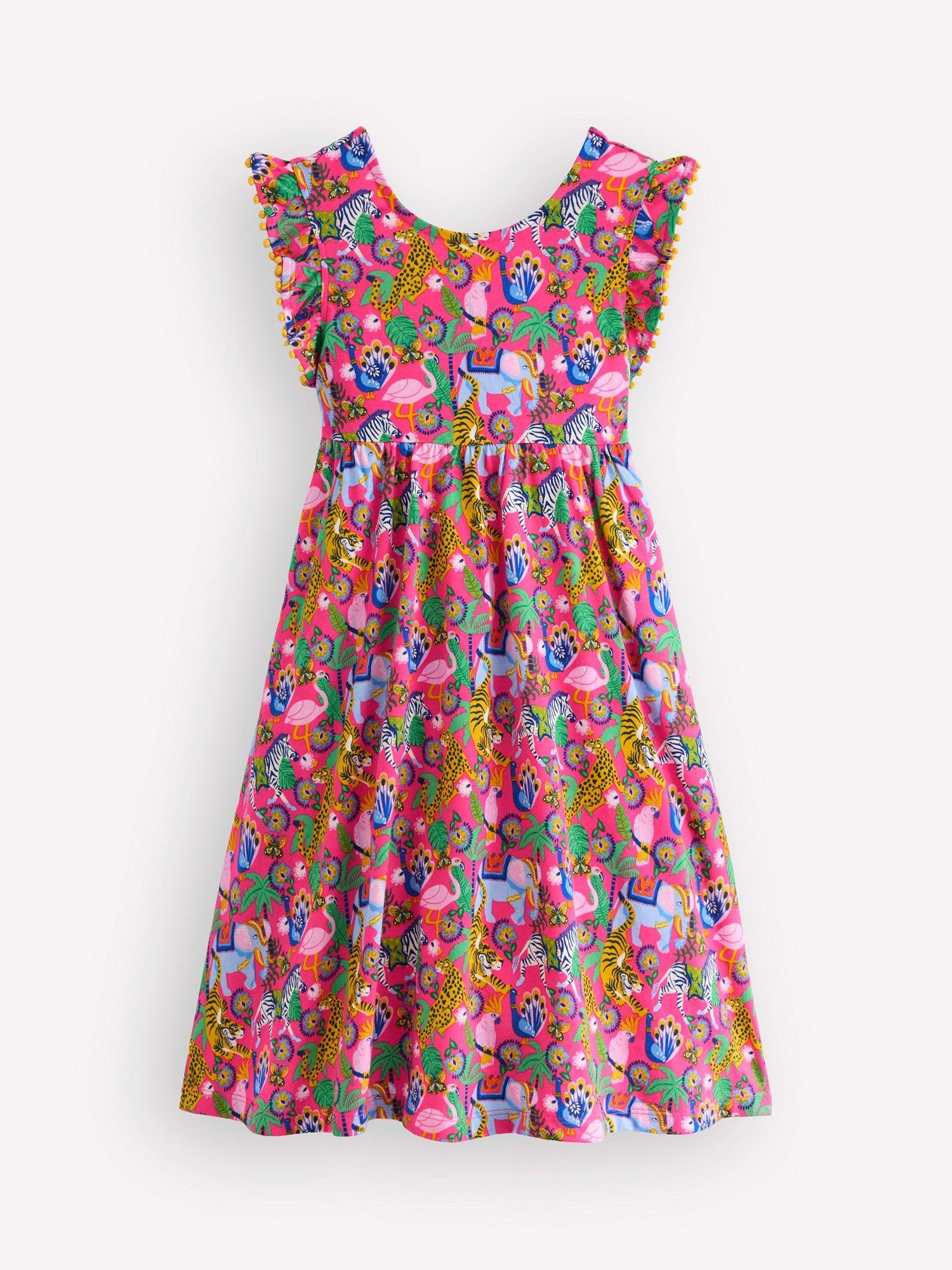 mini boden jungle dress Boden Girls Short Sleeve Logo Tulle Dress in Green