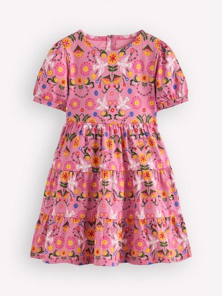 Mini Boden Kids' Heart Back Jersey Dress, Pink, Pink