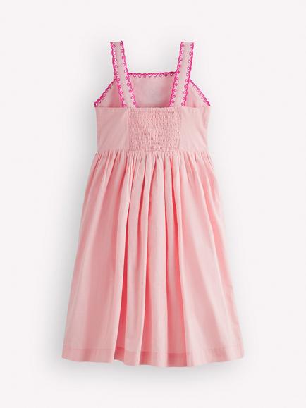 Mini Boden Kids' Cotton Embroidered Sundress, Chalk Pink - view 2, Chalk Pink
