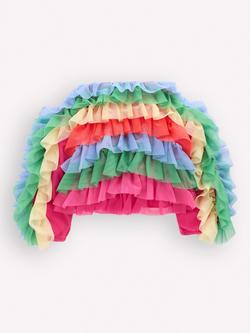 Mini Boden Kids' Rainbow Tulle Ruffle Jacket, Multi - view 2, Multi