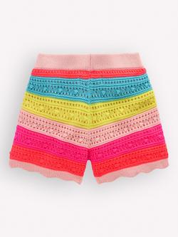 Mini Boden Kids' Pointelle Knit Shorts, Neon Multi Stripe - view 2, Neon Multi Stripe