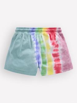 Mini Boden Kids' Cotton Jersey Tie Dye Shorts, Dawn Blue Rainbow - view 2, Dawn Blue Rainbow