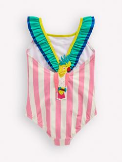 Mini Boden Kids' Hallie Frill Strap Swimsuit, Formica Pink - view 2, Formica Pink