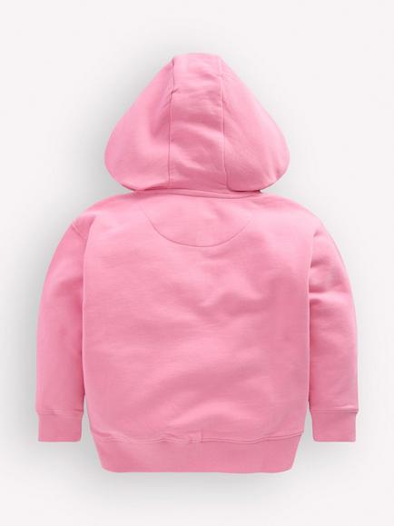 Mini Boden Kids' Superstitch Hoodie, Pink Badges - view 2, Pink Badges